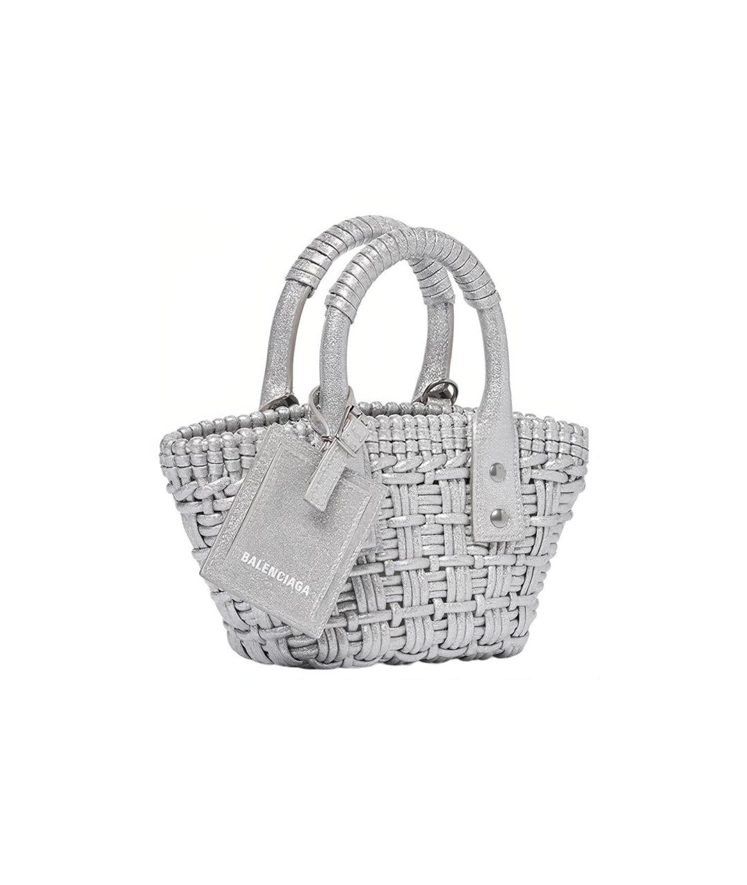 BALENCIAGA Серая пелетеная сумка через плечо, фото 3