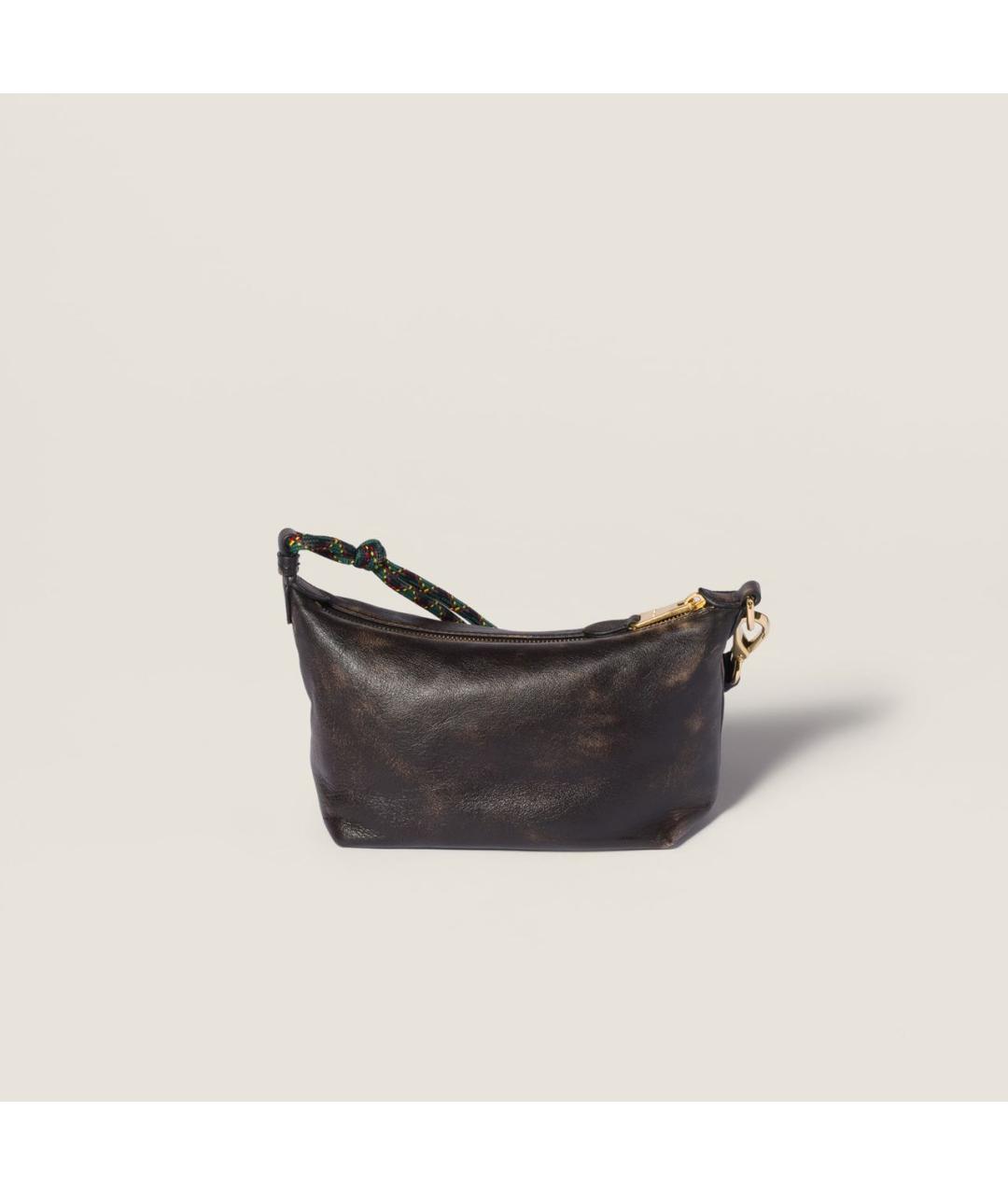 MIU MIU Антрацитовая кожаная сумка с короткими ручками, фото 5