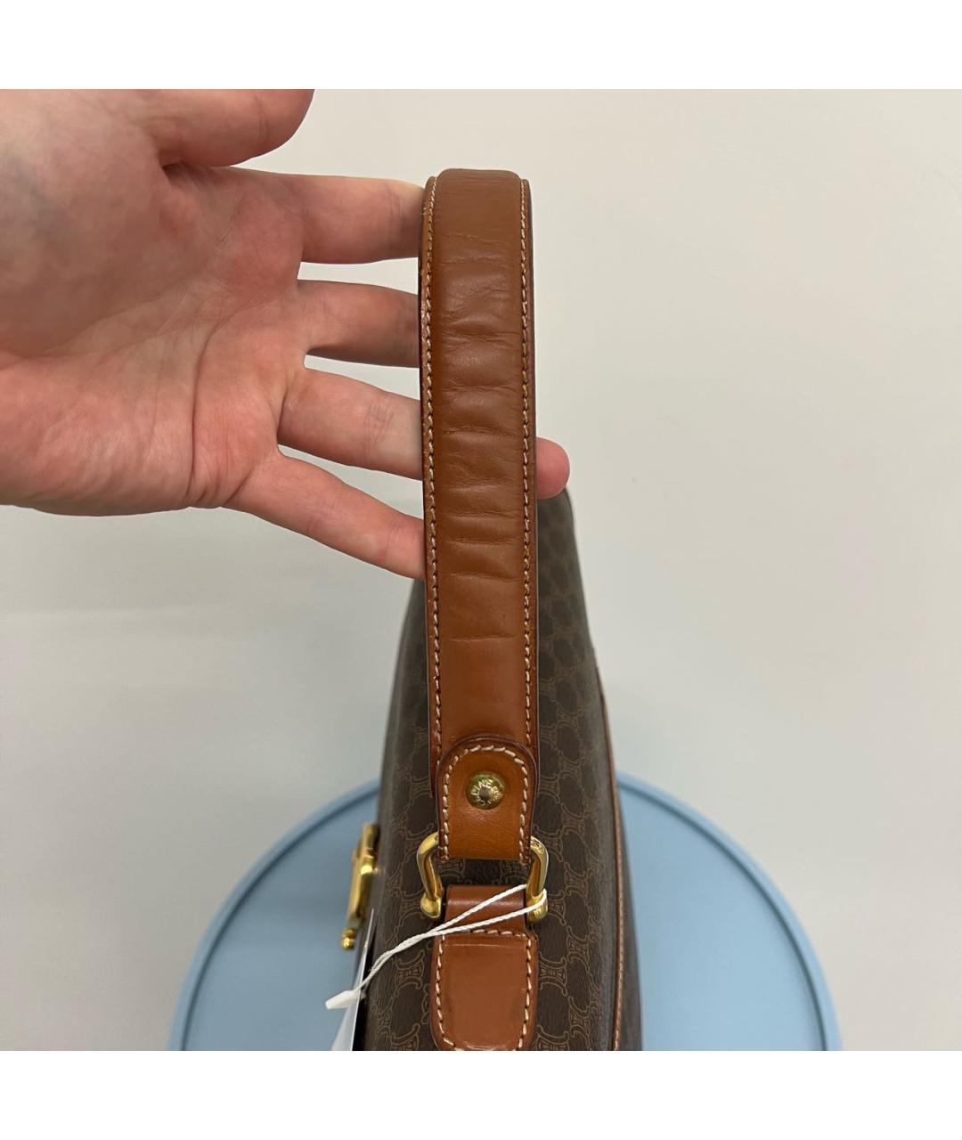 CELINE Коричневая сумка с короткими ручками, фото 5