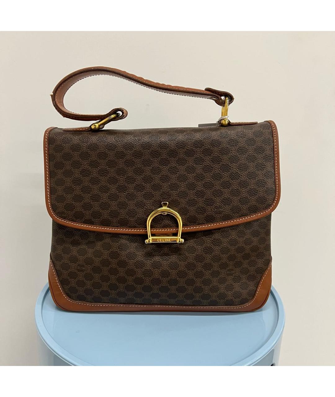 CELINE Коричневая сумка с короткими ручками, фото 9