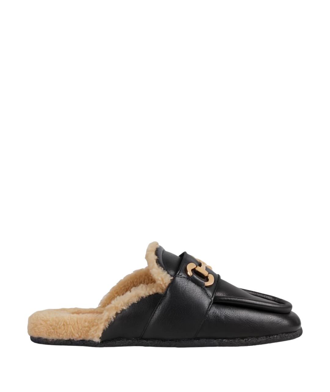GUCCI Черные кожаные мюли, фото 1