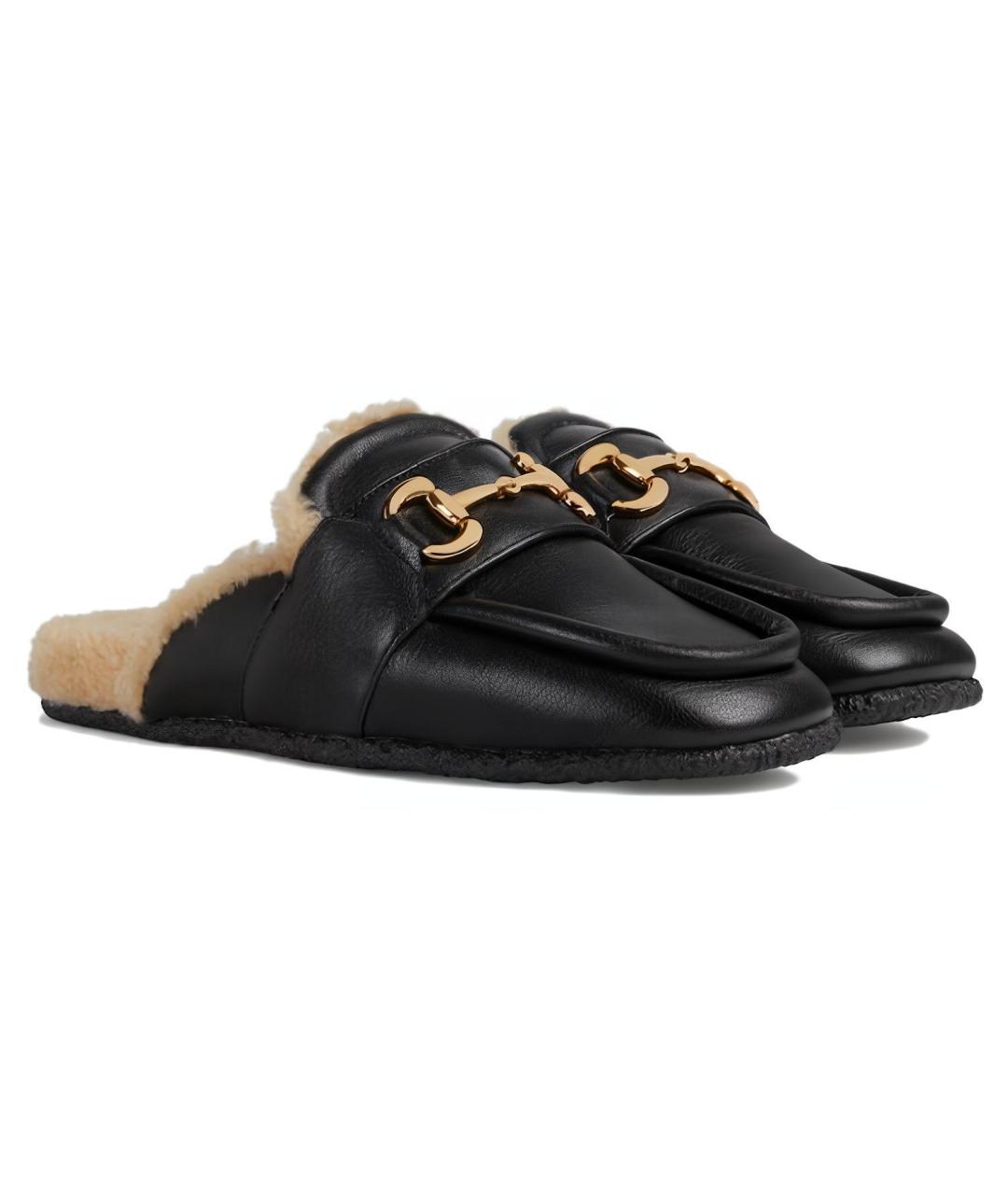 GUCCI Черные кожаные мюли, фото 2