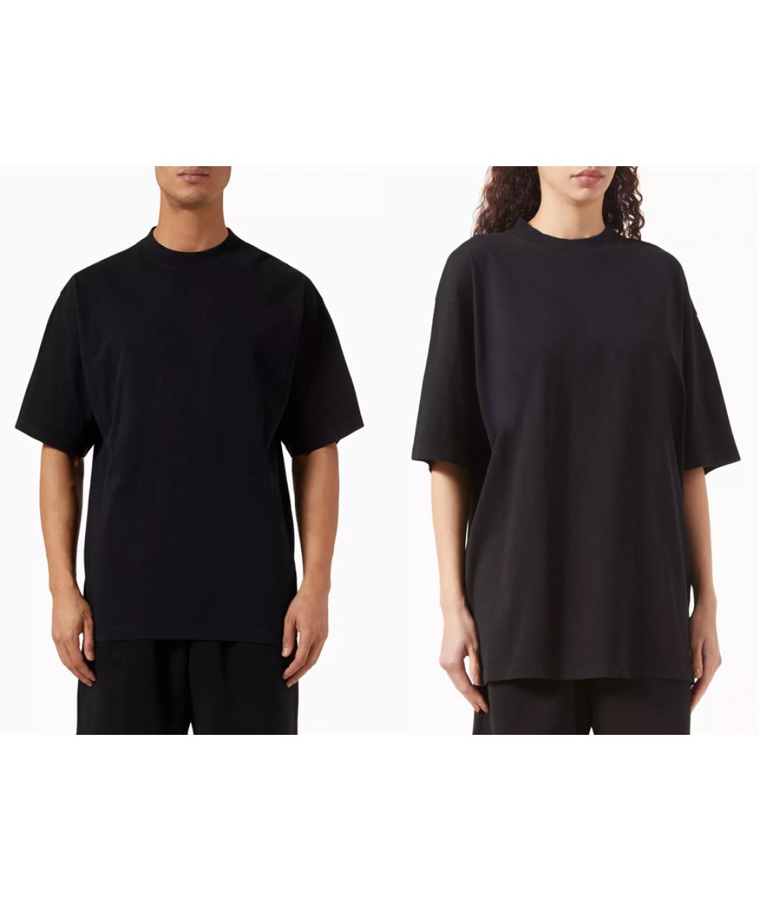 BALENCIAGA Черная хлопковая футболка, фото 3