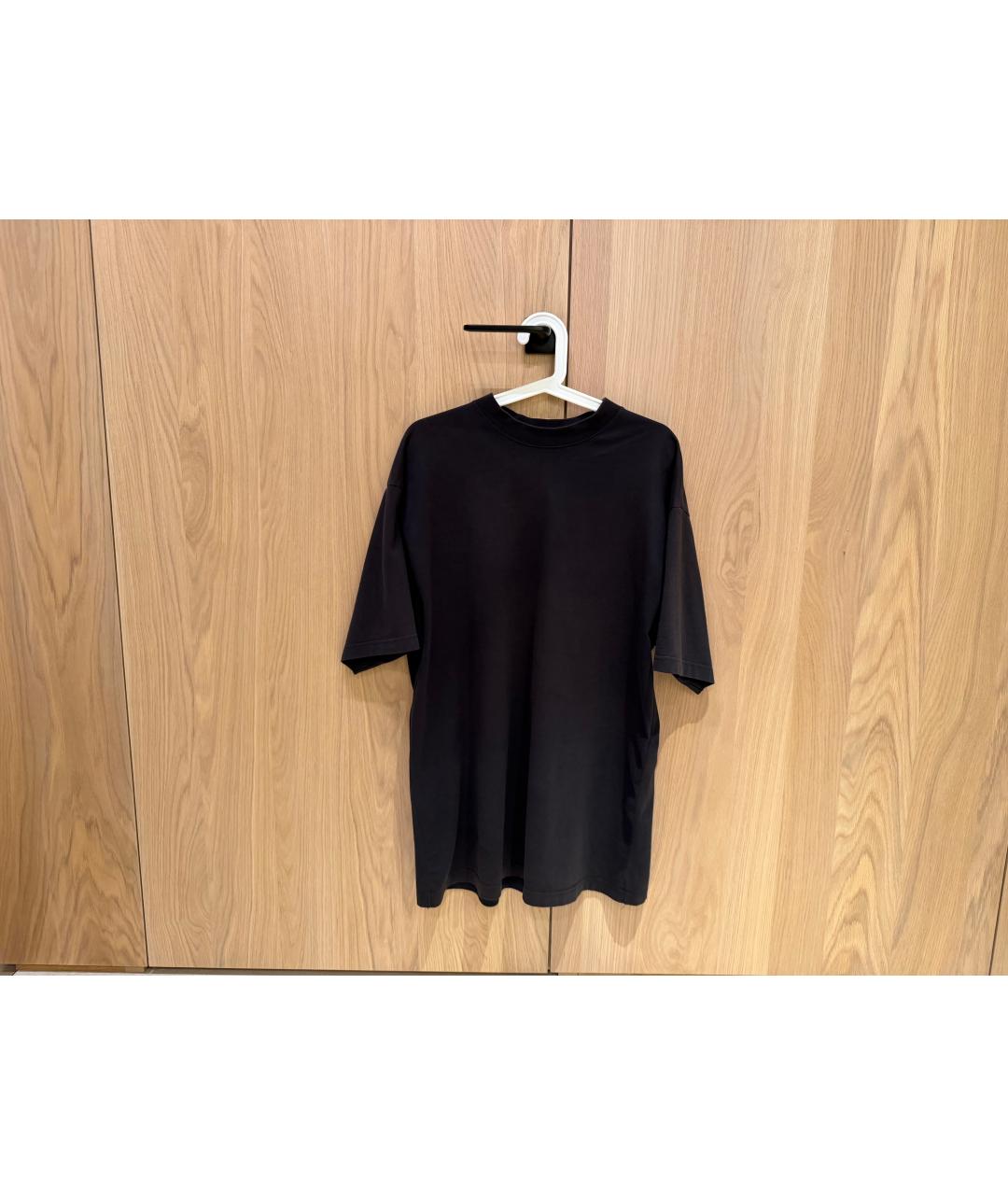 BALENCIAGA Черная хлопковая футболка, фото 4