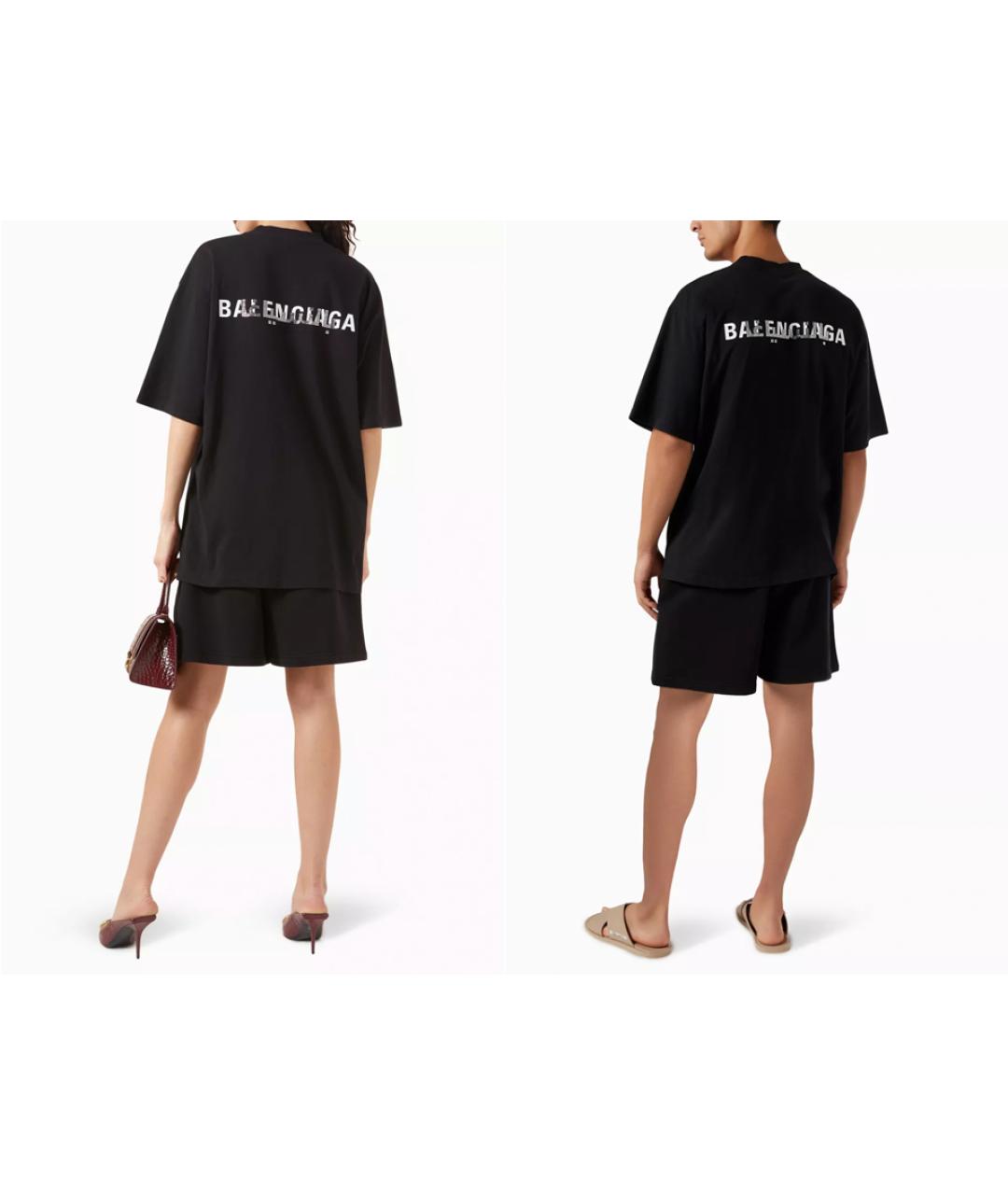 BALENCIAGA Черная хлопковая футболка, фото 2