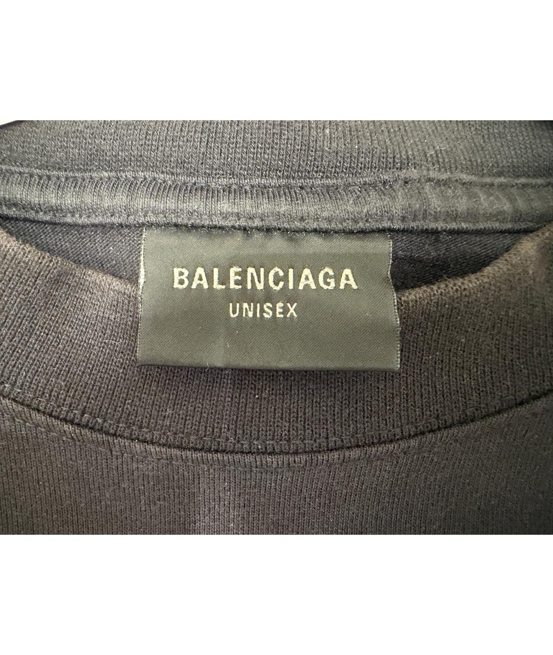 BALENCIAGA Черная хлопковая футболка, фото 6