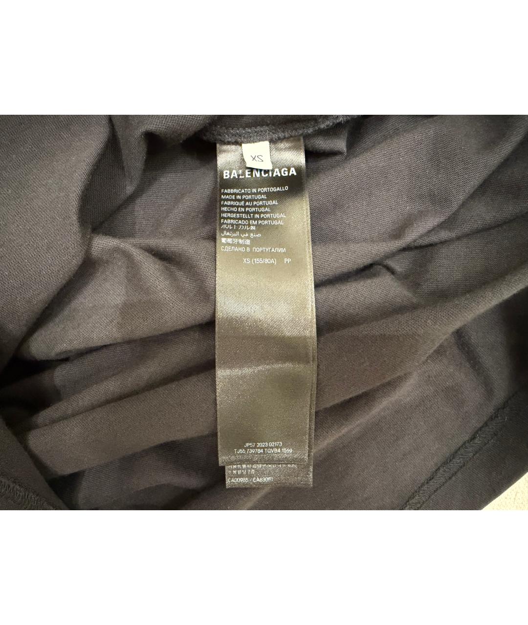 BALENCIAGA Черная хлопковая футболка, фото 7