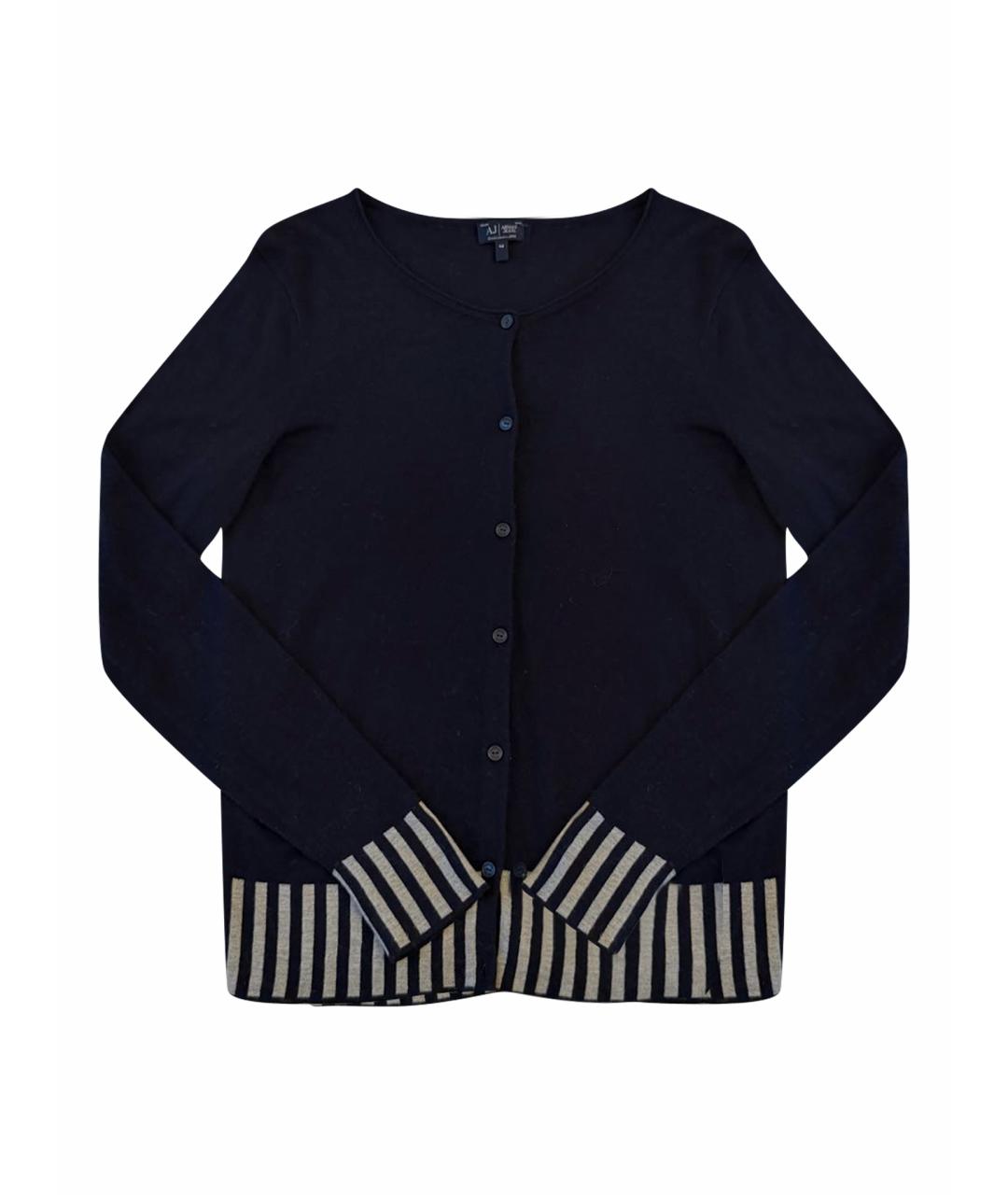 ARMANI JEANS Темно-синий шерстяной кардиган, фото 1