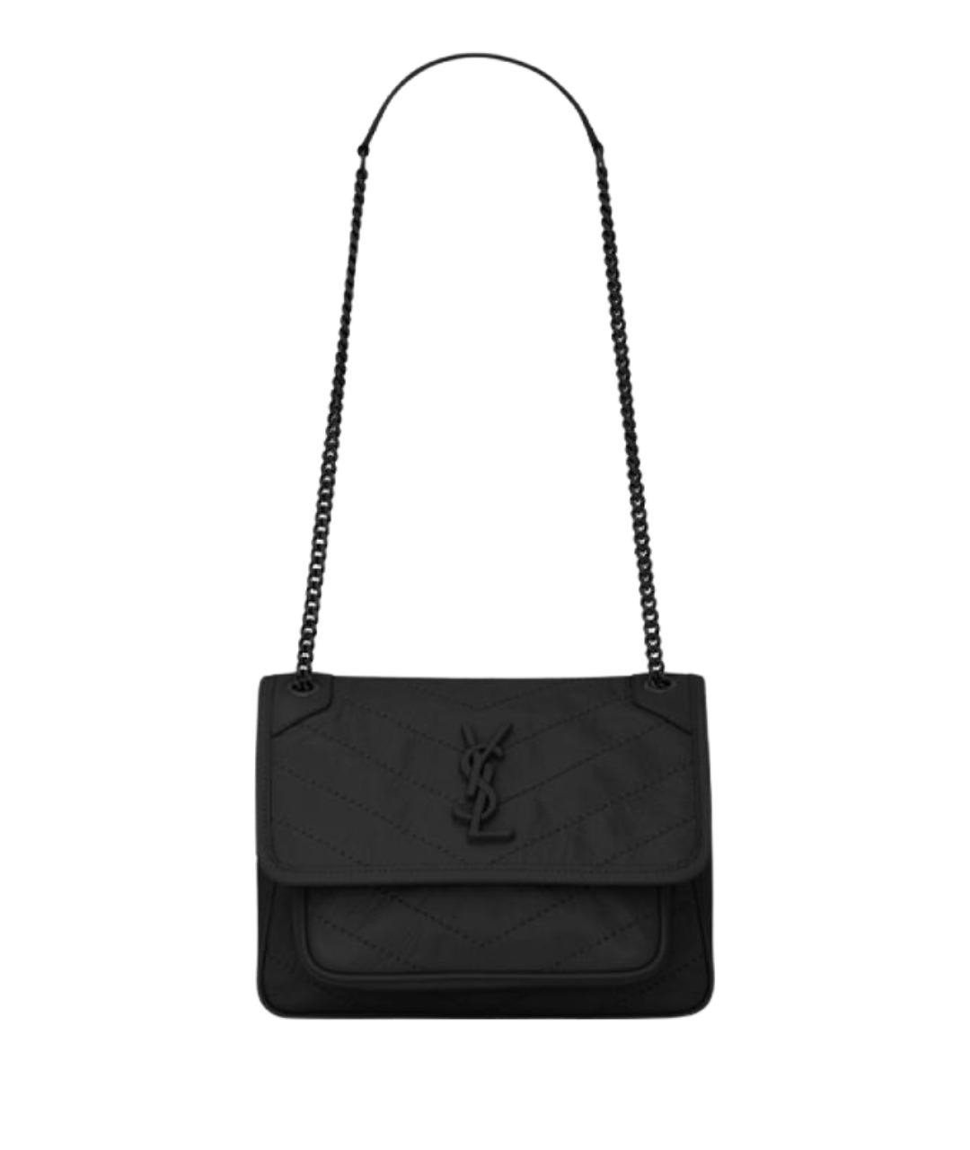 SAINT LAURENT Черная кожаная сумка через плечо, фото 1
