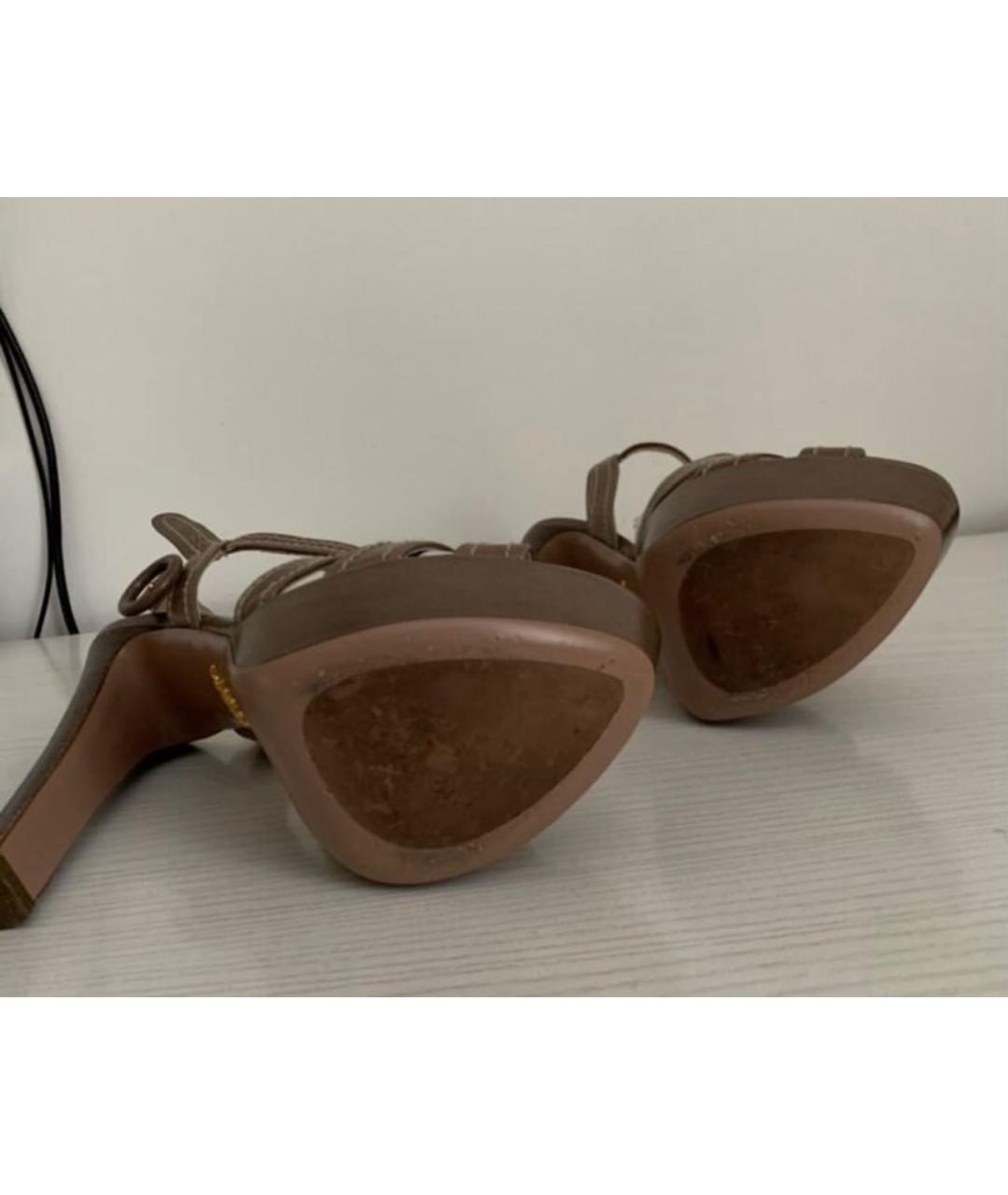 PRADA Хаки кожаные босоножки, фото 6