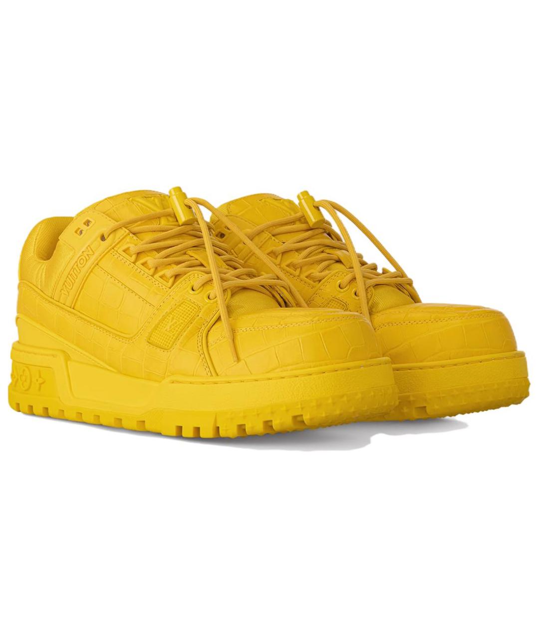 LOUIS VUITTON Желтые кожаные кроссовки, фото 2