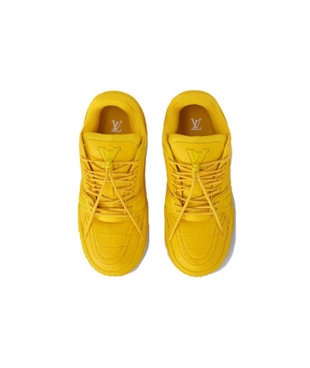 LOUIS VUITTON Желтые кожаные кроссовки, фото 3