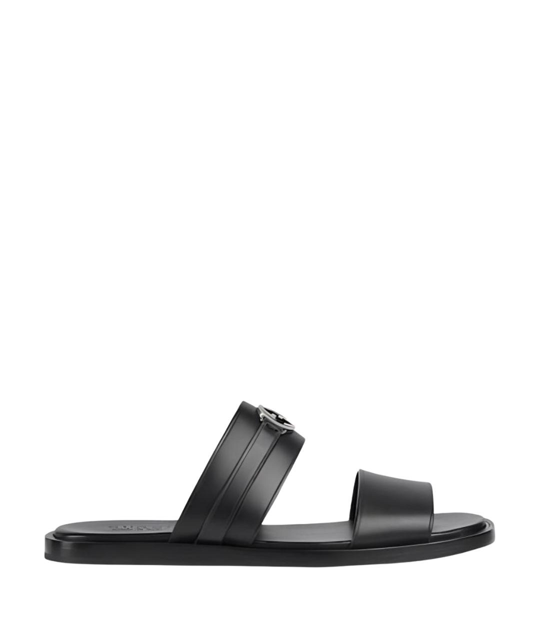GUCCI Черные кожаные сандалии, фото 1