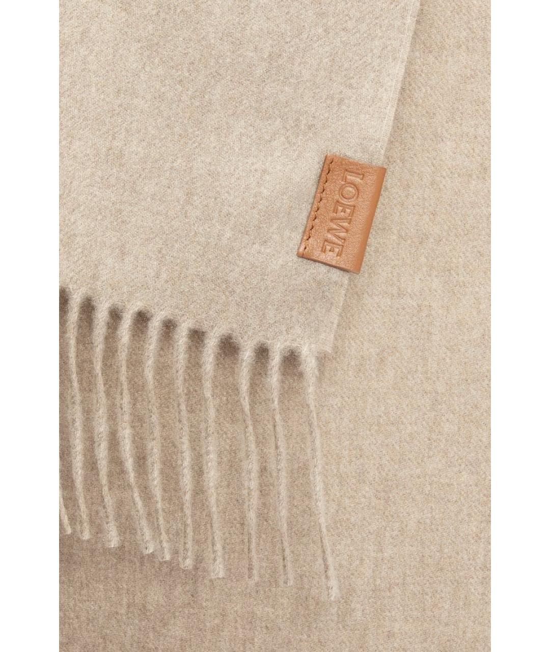 LOEWE Бежевый кашемировый шарф, фото 3