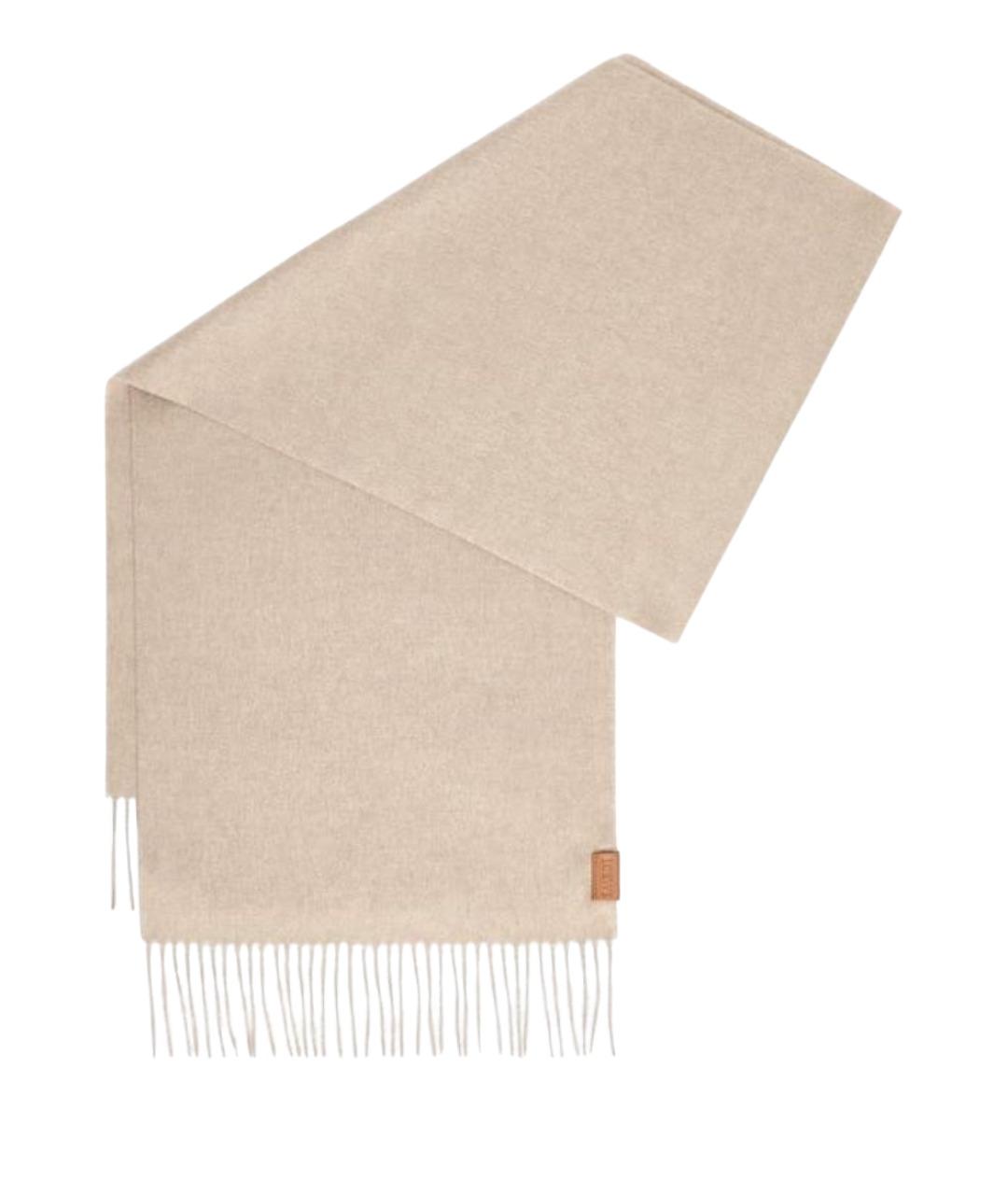 LOEWE Бежевый кашемировый шарф, фото 1
