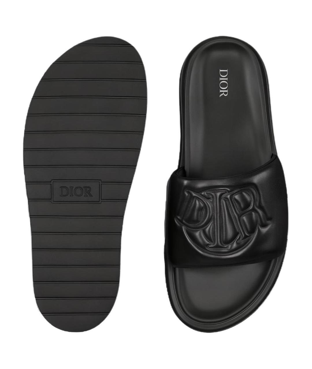 CHRISTIAN DIOR Черные кожаные сандалии, фото 5