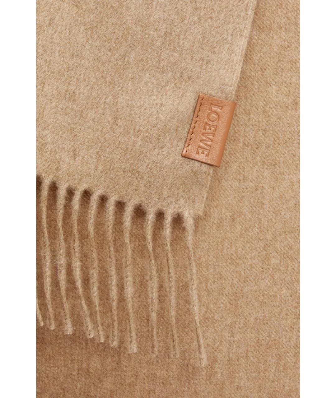 LOEWE Коричневый кашемировый шарф, фото 3