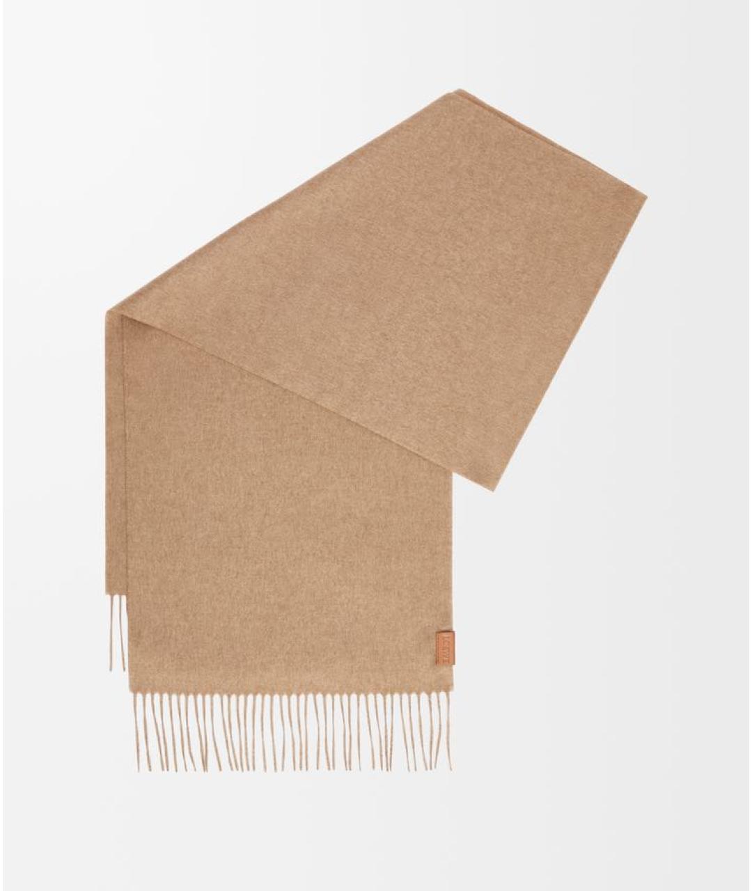 LOEWE Коричневый кашемировый шарф, фото 4