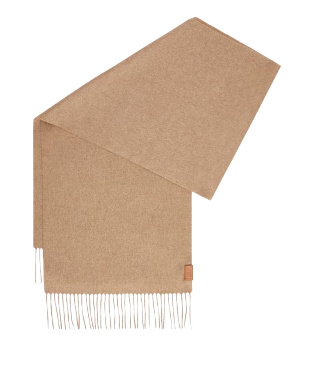 LOEWE Коричневый кашемировый шарф, фото 1