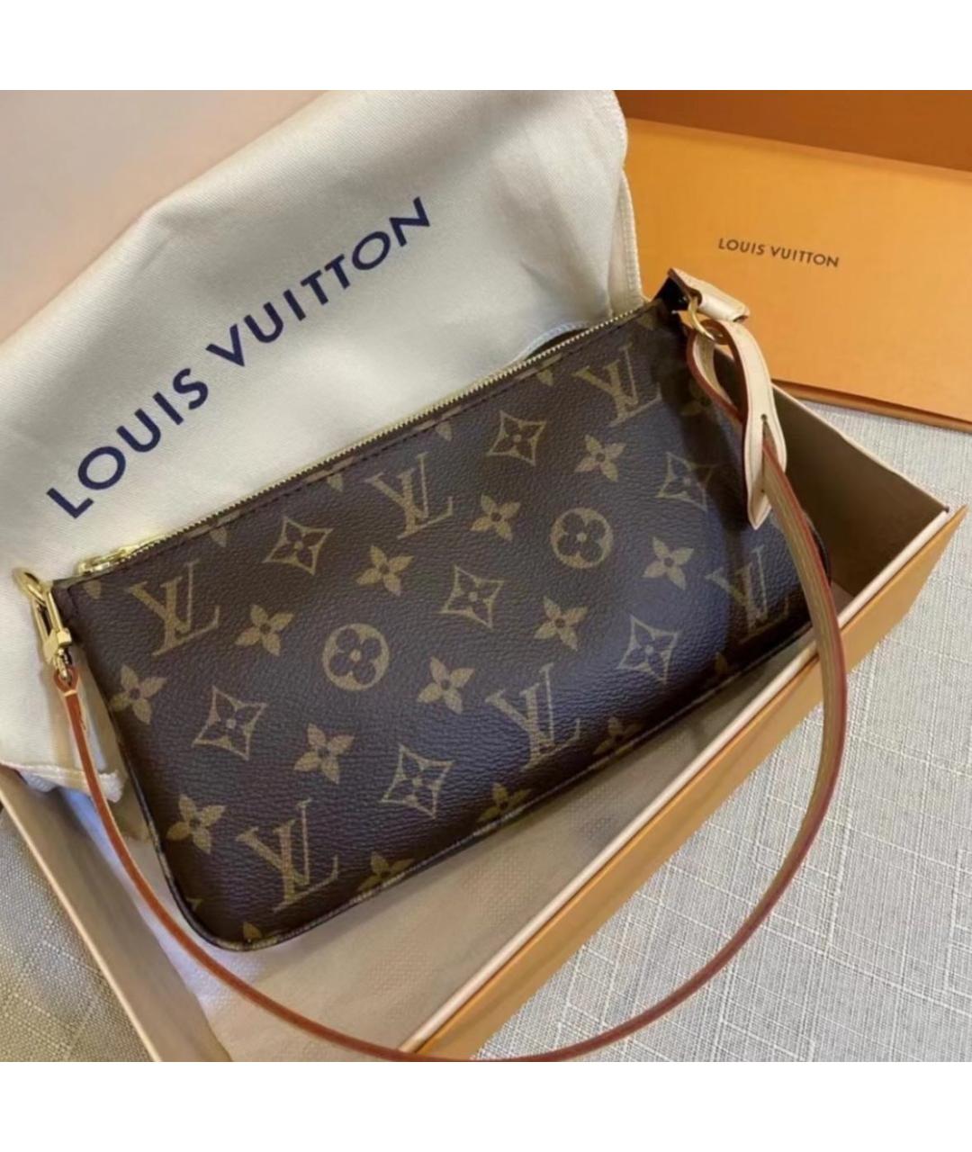 LOUIS VUITTON Коричневая кожаная сумка с короткими ручками, фото 2