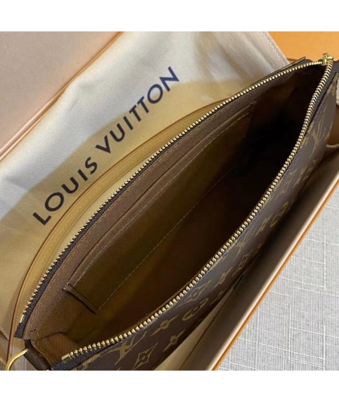 LOUIS VUITTON Коричневая кожаная сумка с короткими ручками, фото 4