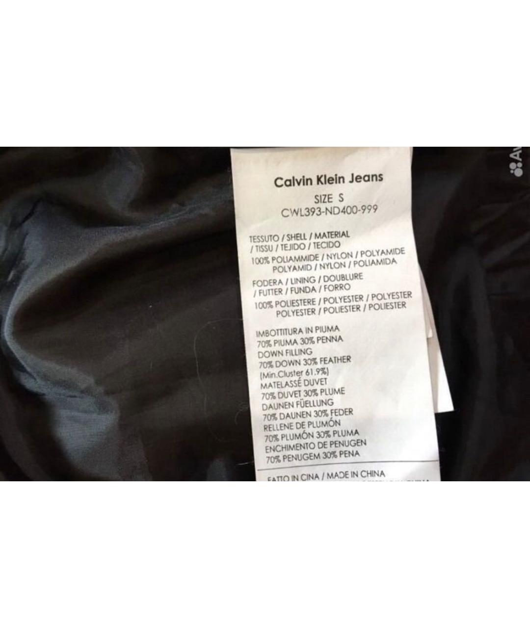 CALVIN KLEIN Черное полиэстеровое пальто, фото 7