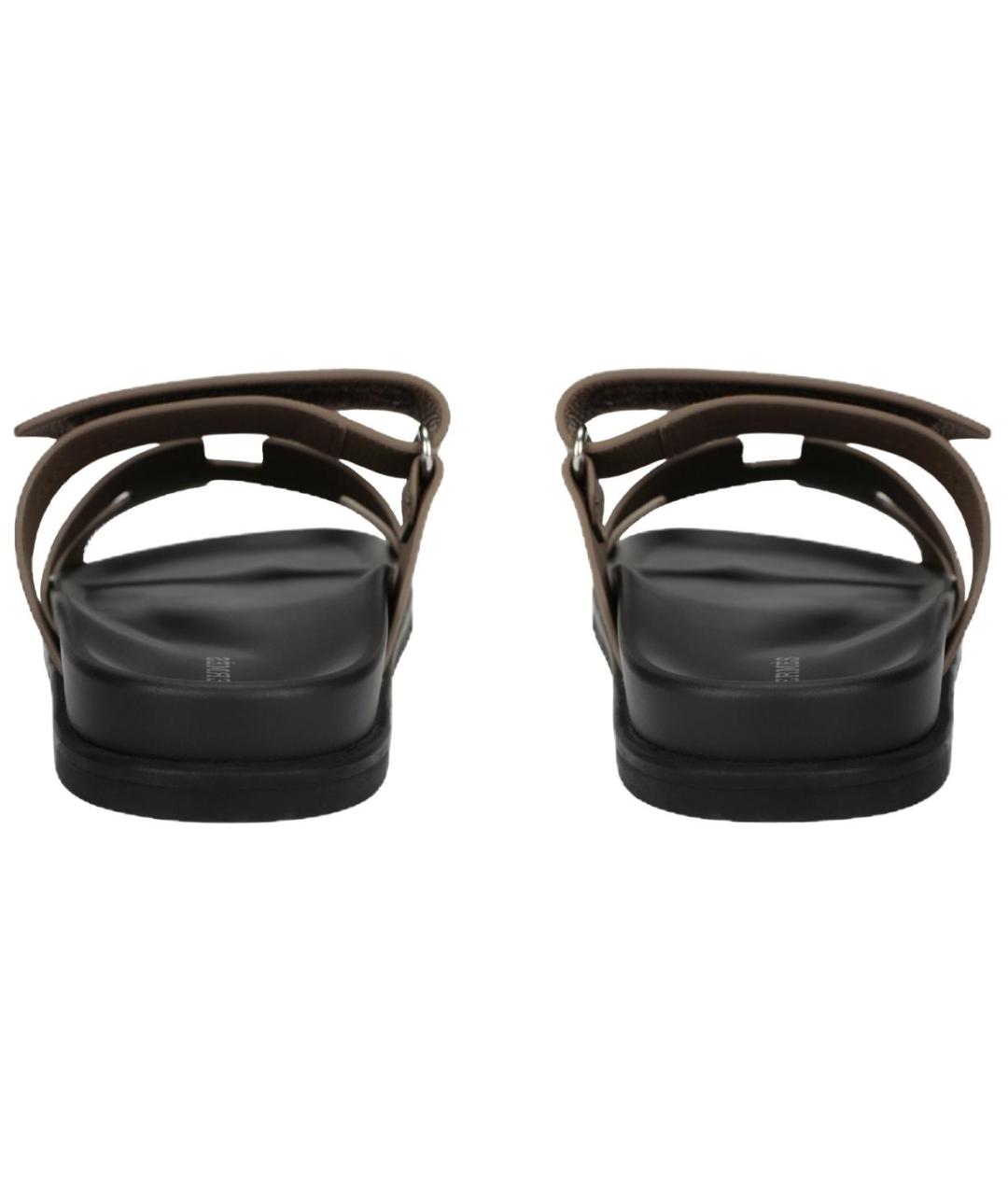 HERMES Коричневые кожаные сандалии, фото 4