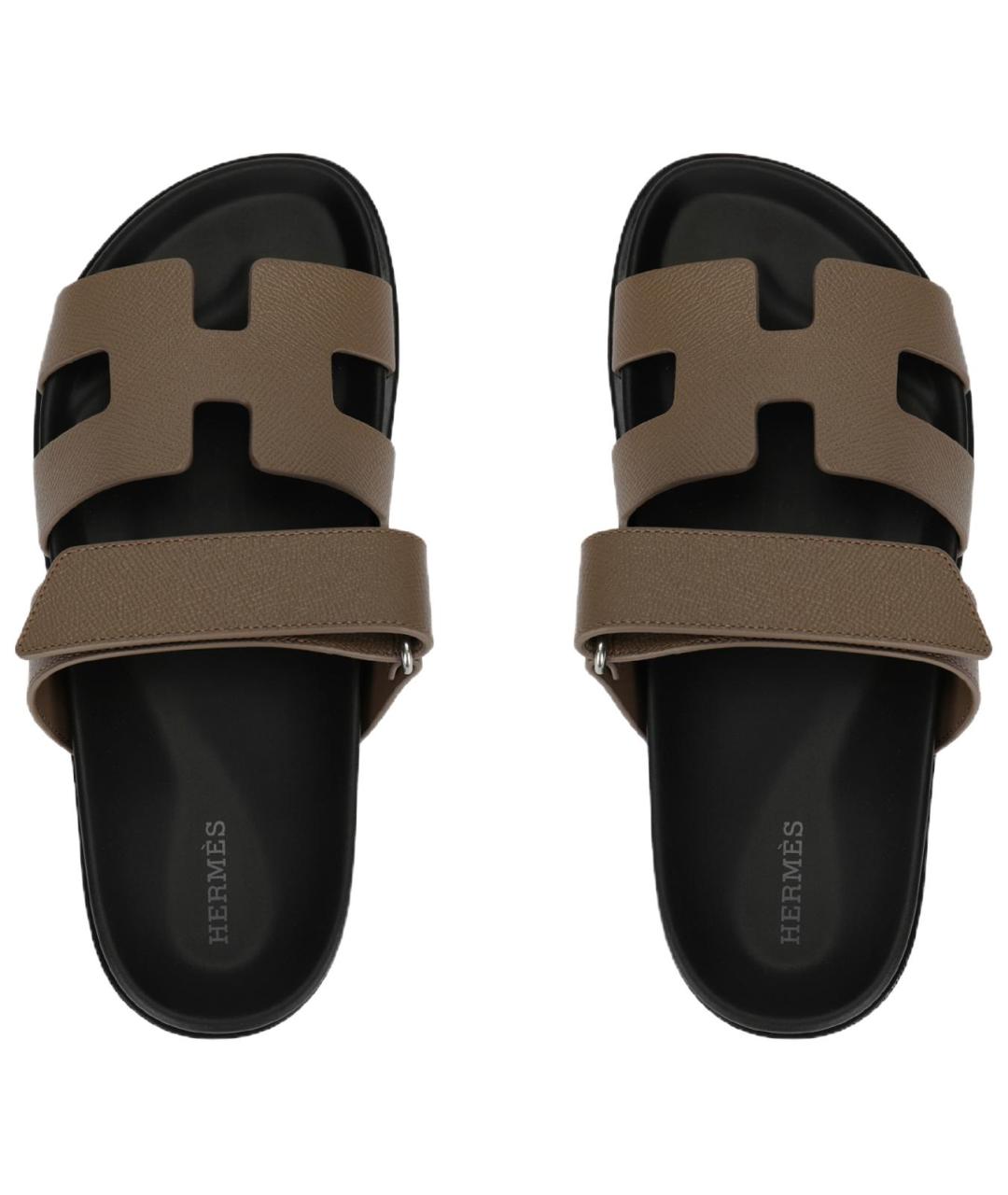 HERMES Коричневые кожаные сандалии, фото 3