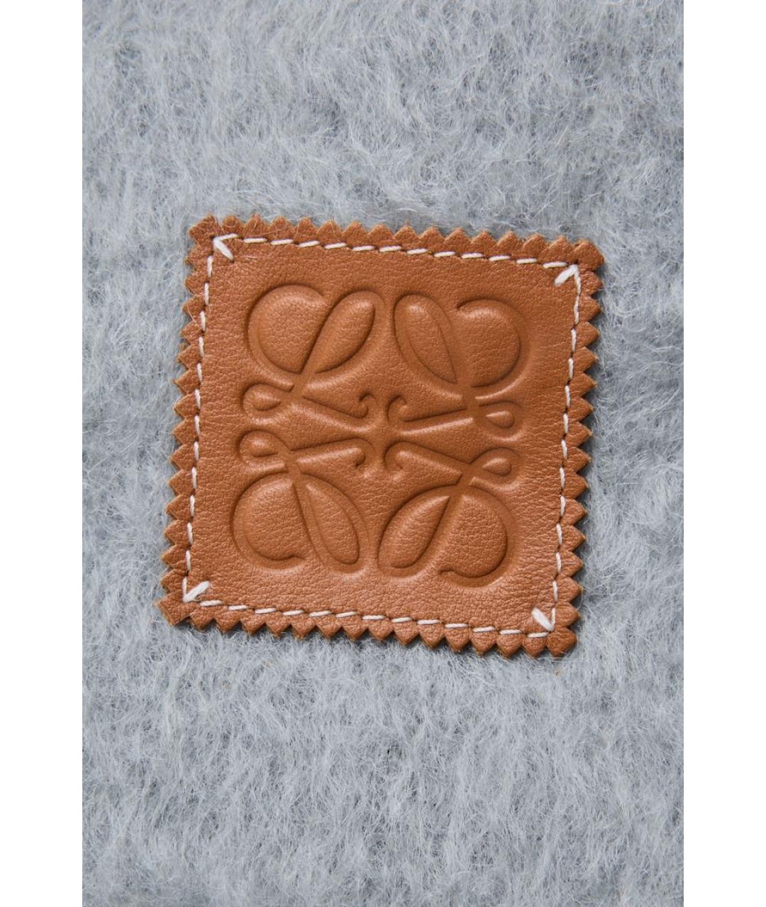 LOEWE Серый шерстяной шарф, фото 5