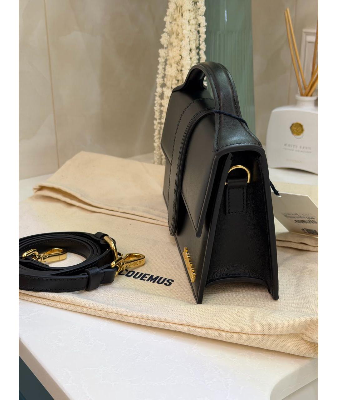JACQUEMUS Черная кожаная сумка через плечо, фото 2