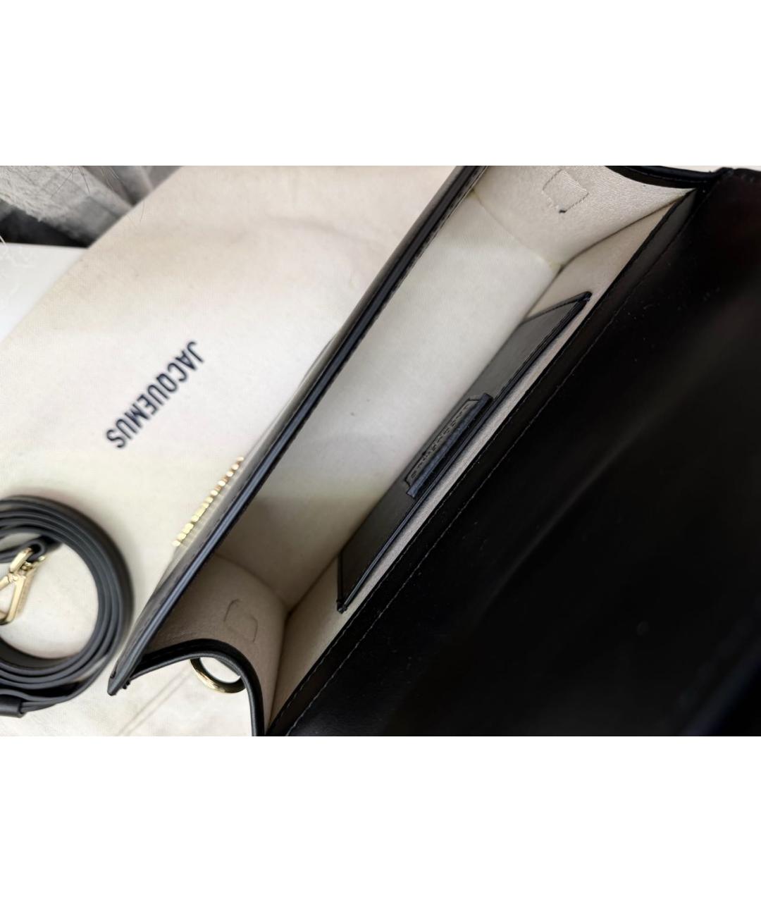 JACQUEMUS Черная кожаная сумка через плечо, фото 4