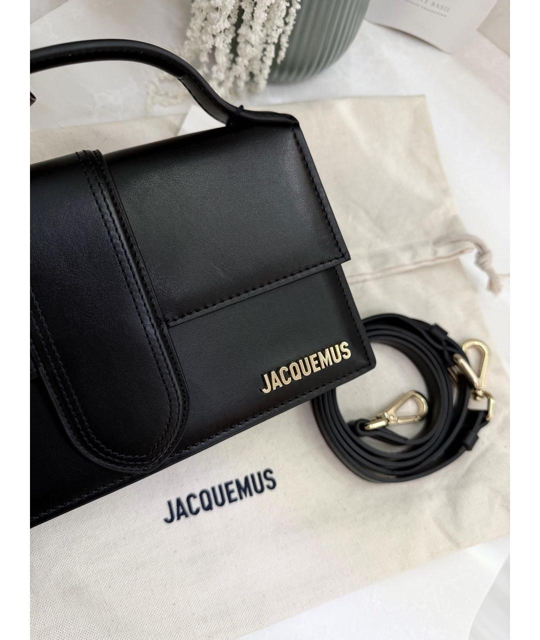 JACQUEMUS Черная кожаная сумка через плечо, фото 6