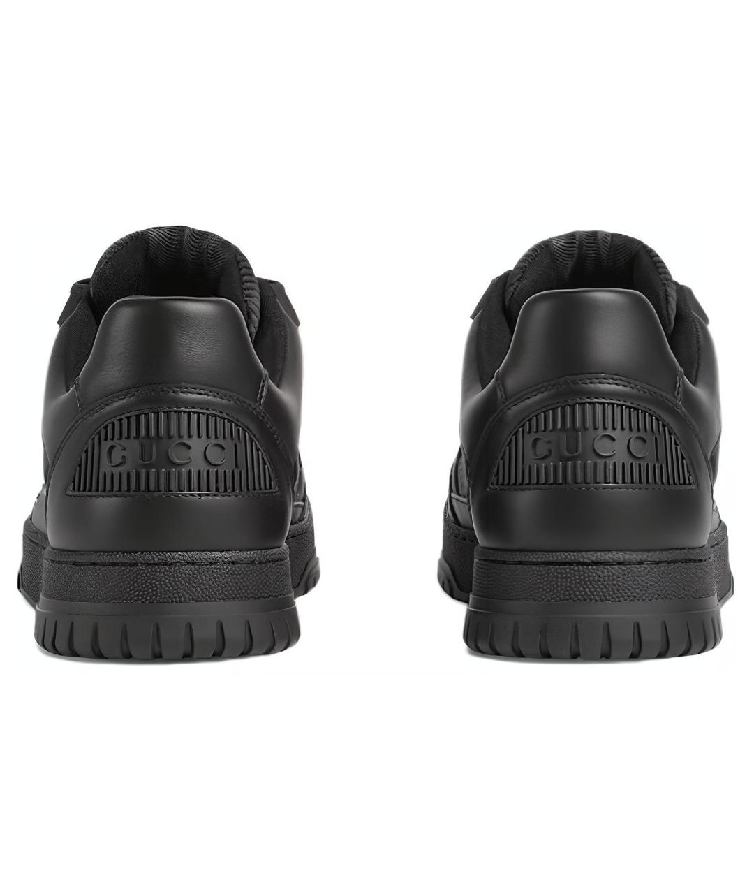GUCCI Черные кожаные низкие кроссовки / кеды, фото 5