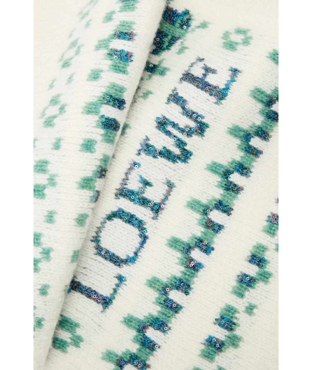 LOEWE Белый шерстяной шарф, фото 3