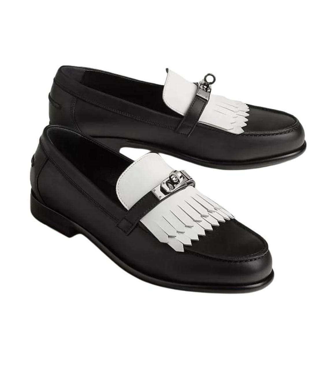 HERMES Черные кожаные лоферы, фото 4