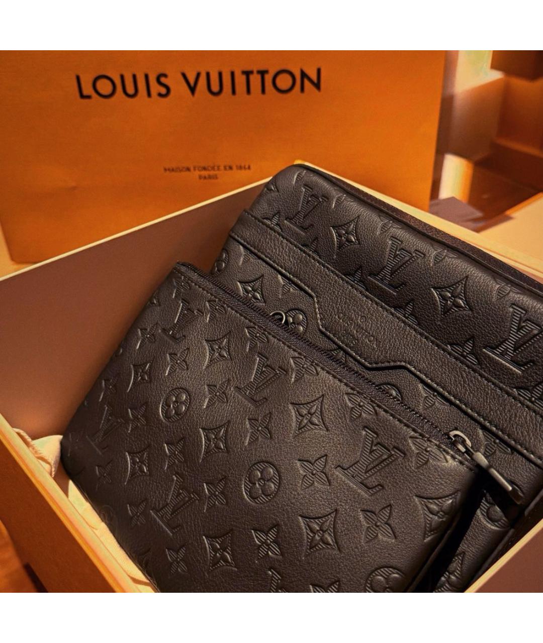 LOUIS VUITTON Черная кожаная сумка через плечо, фото 2