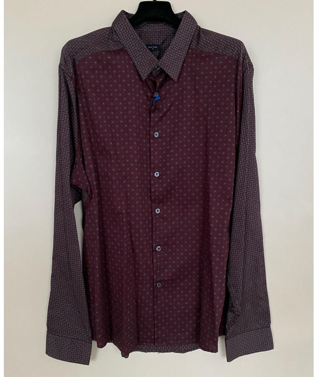 PAUL SMITH Бордовая хлопковая рубашка, фото 9