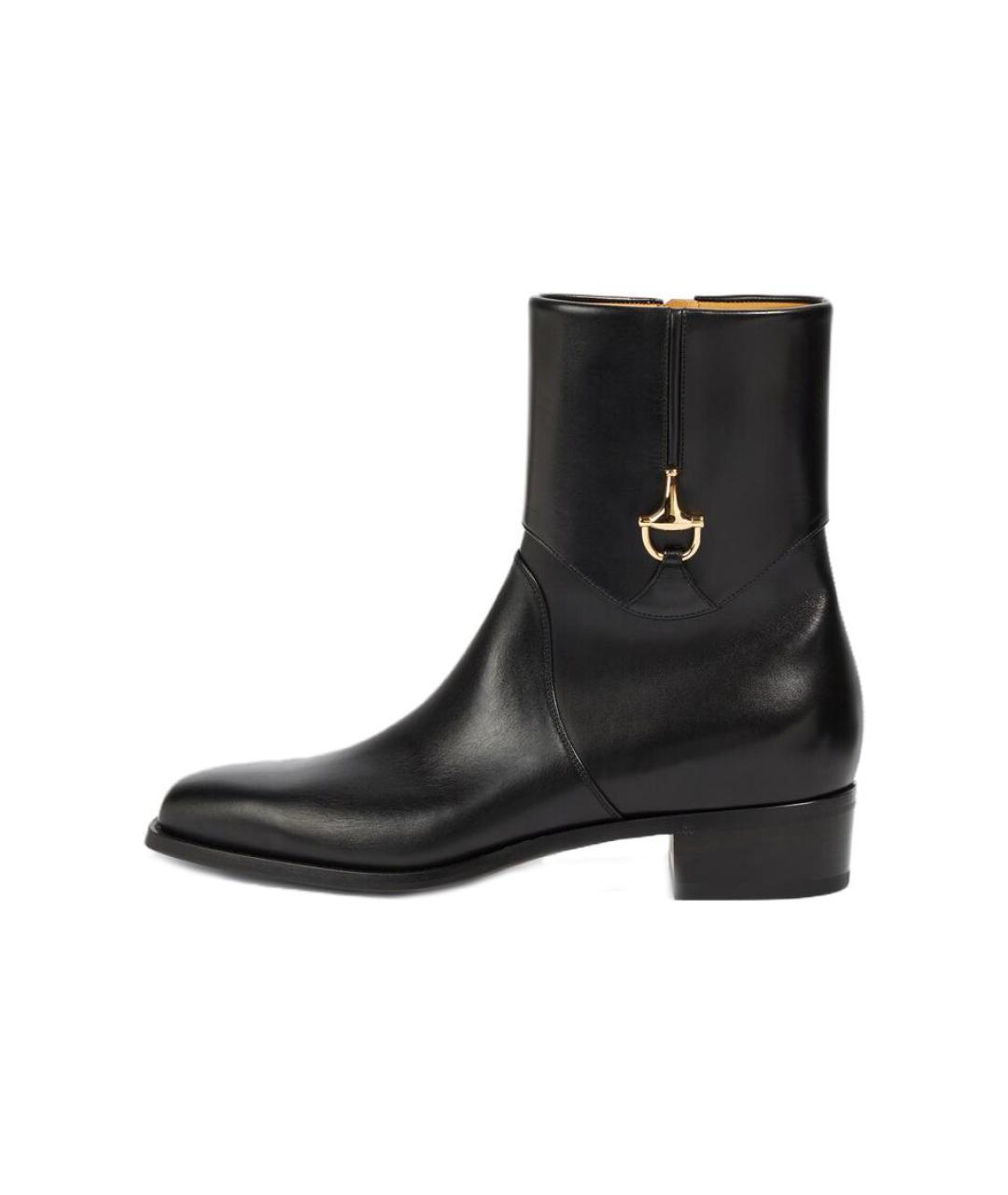 GUCCI Черные кожаные высокие ботинки, фото 2