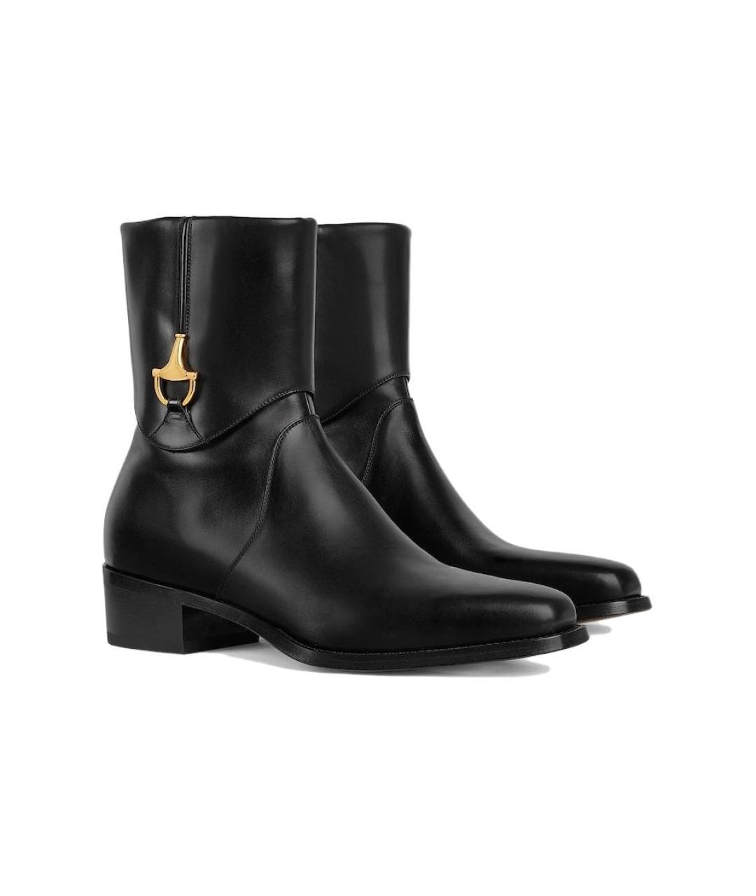 GUCCI Черные кожаные высокие ботинки, фото 3