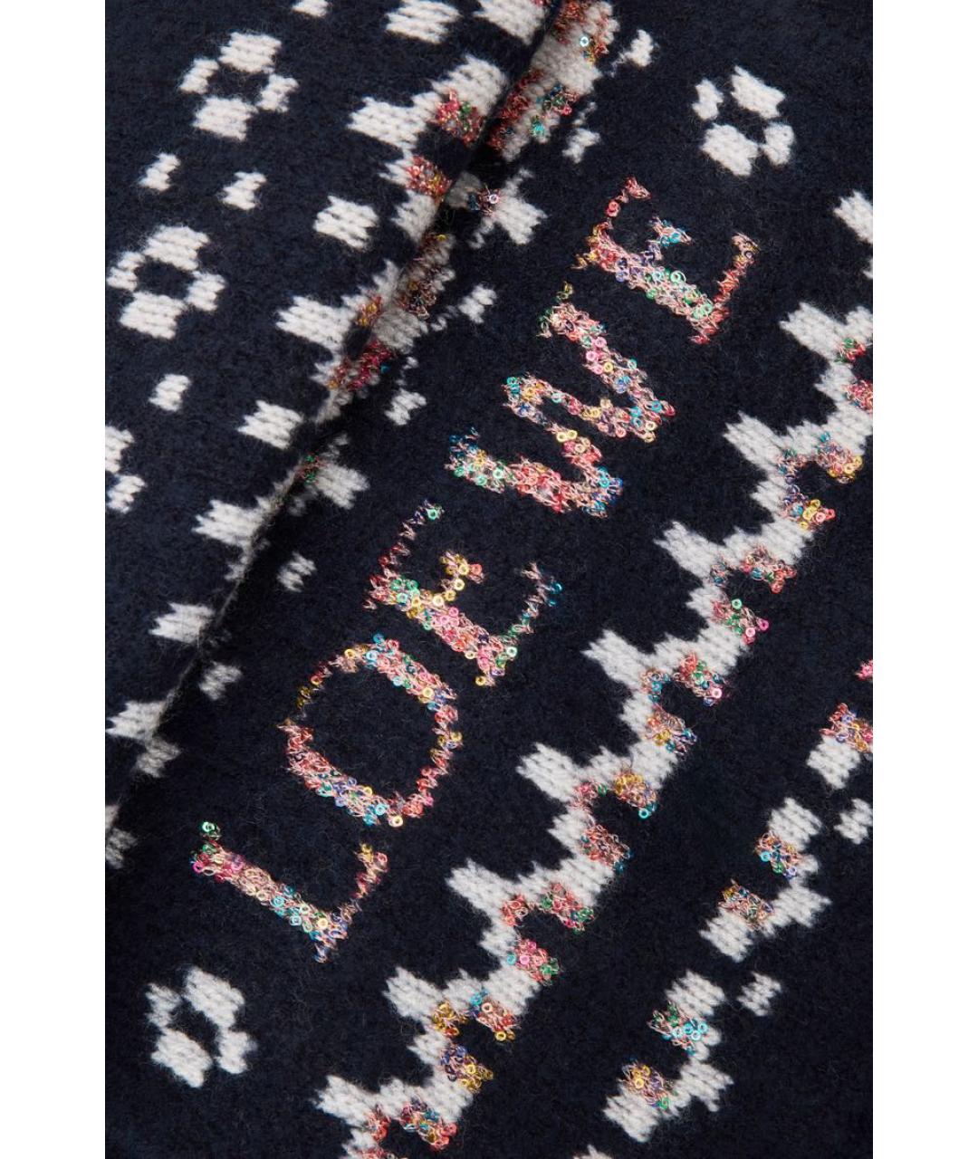 LOEWE Темно-синий шерстяной шарф, фото 3