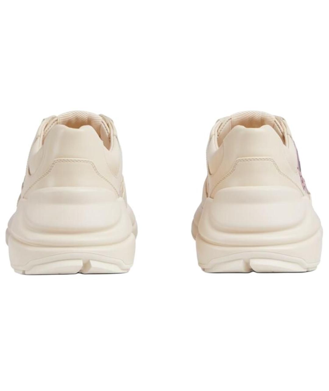 GUCCI Бежевые кожаные кроссовки, фото 6