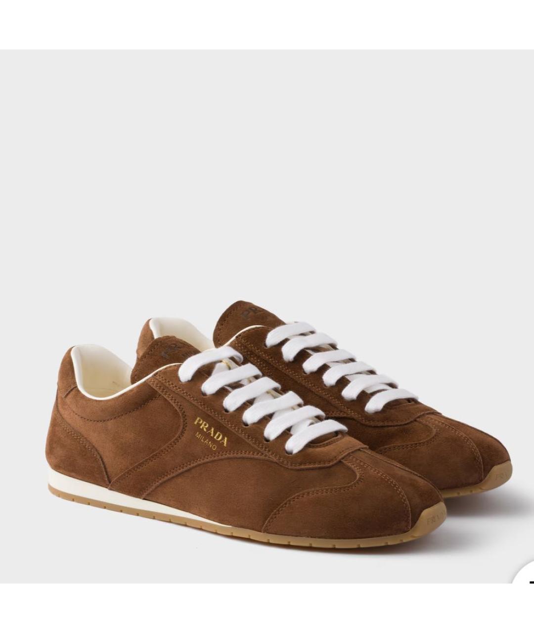 PRADA Коричневые замшевые кроссовки, фото 4