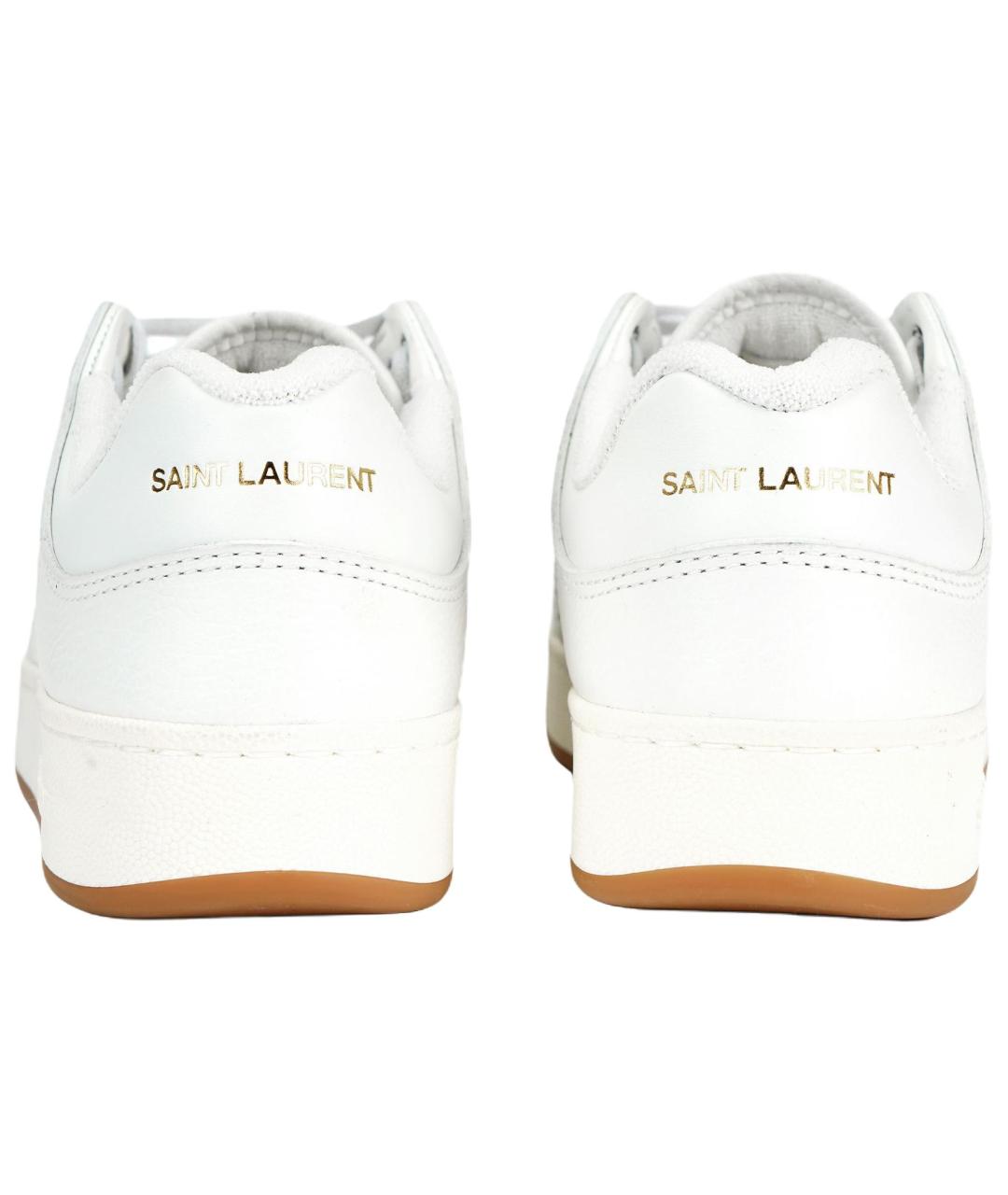 SAINT LAURENT Белые кожаные низкие кроссовки / кеды, фото 4