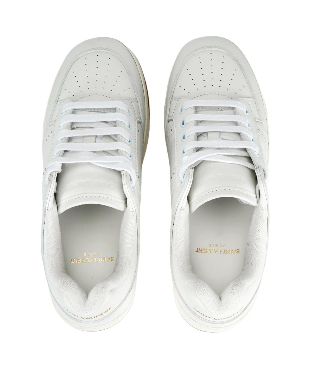 SAINT LAURENT Белые кожаные низкие кроссовки / кеды, фото 3