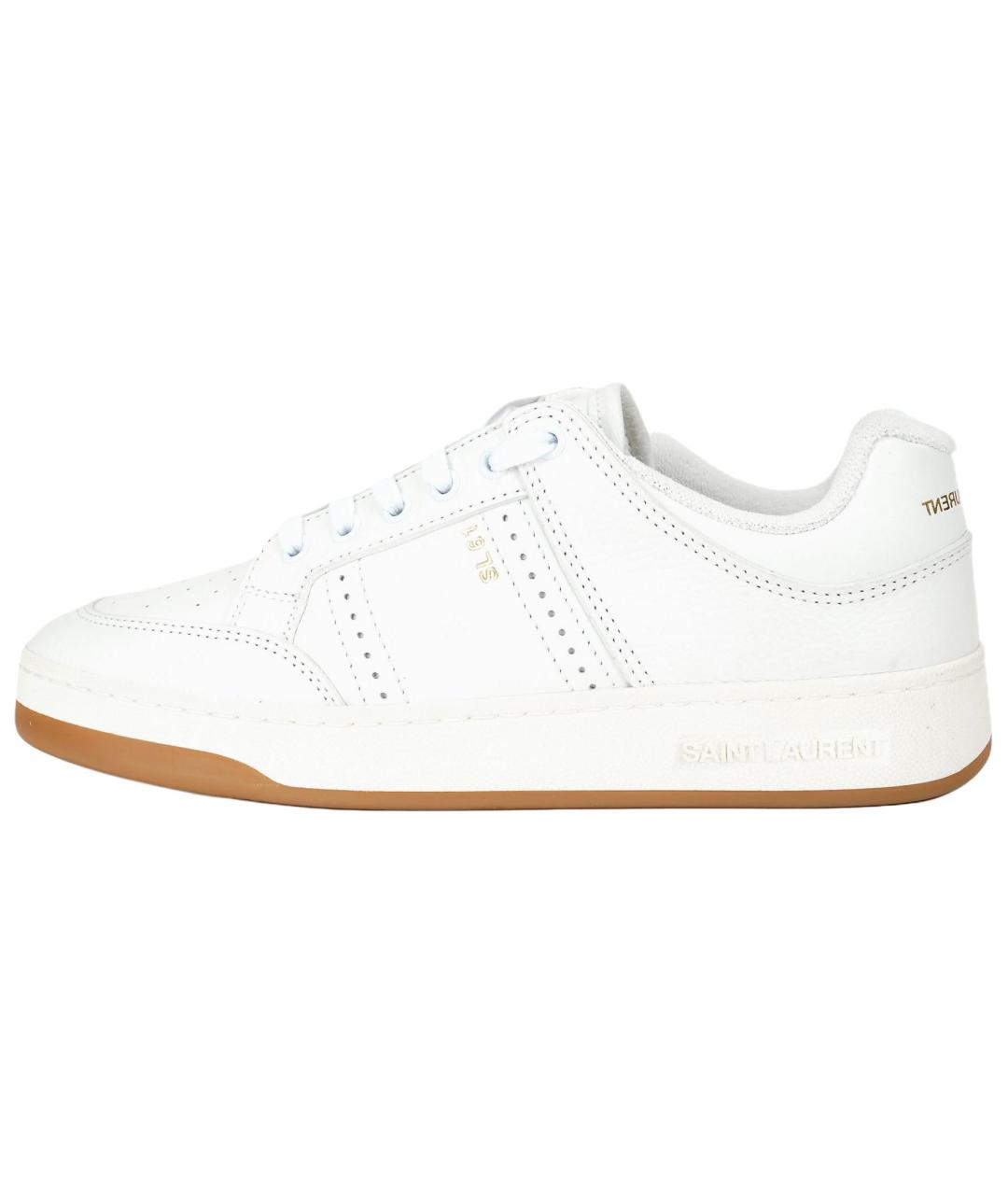 SAINT LAURENT Белые кожаные низкие кроссовки / кеды, фото 2