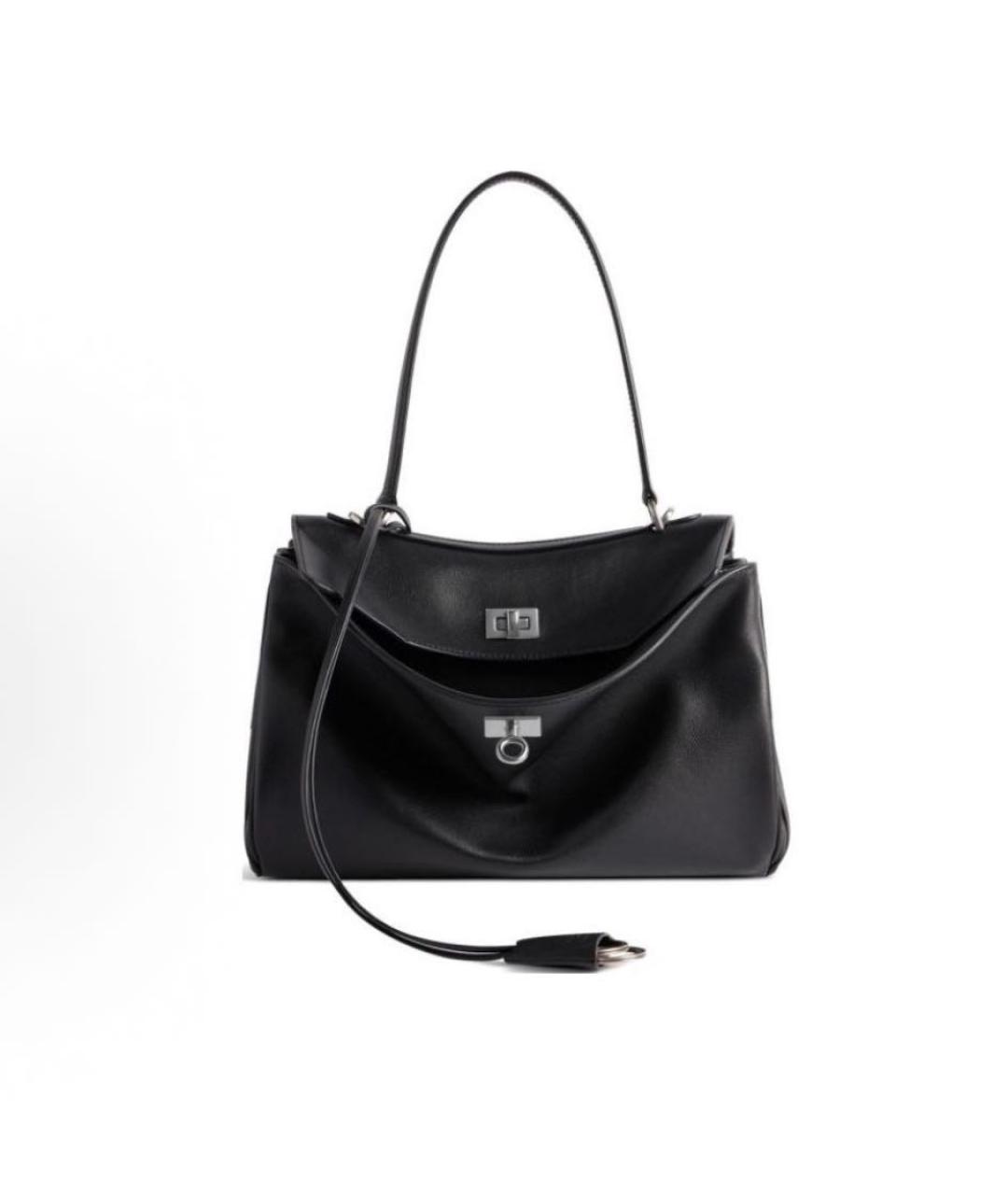 BALENCIAGA Черная кожаная сумка через плечо, фото 4