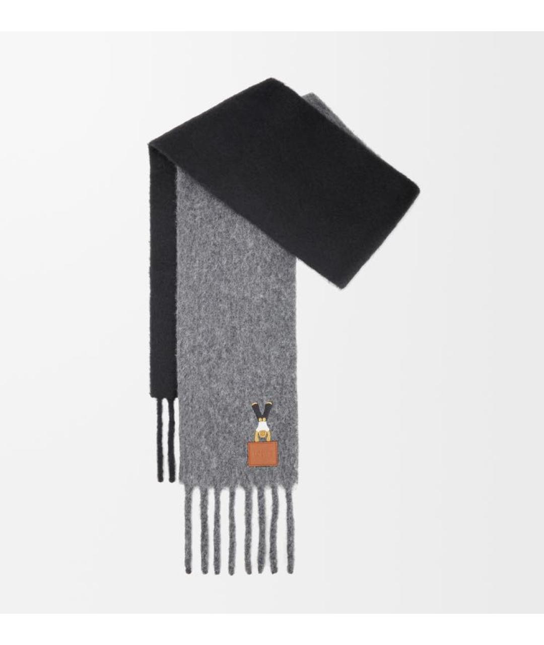 LOEWE Серый шерстяной шарф, фото 5