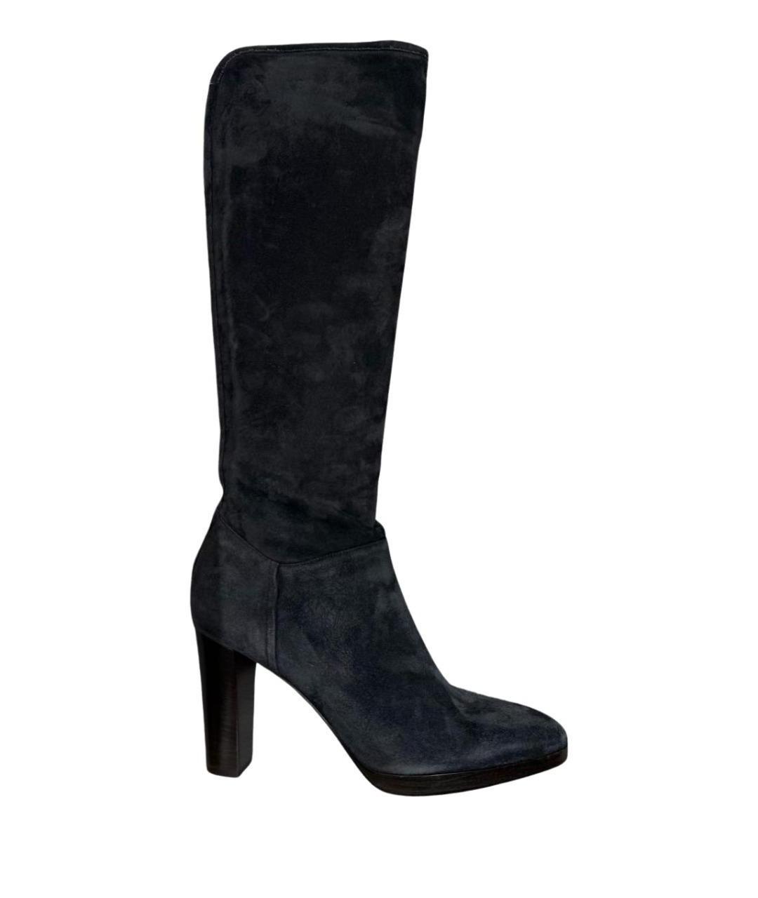 LORO PIANA Серые замшевые сапоги, фото 1