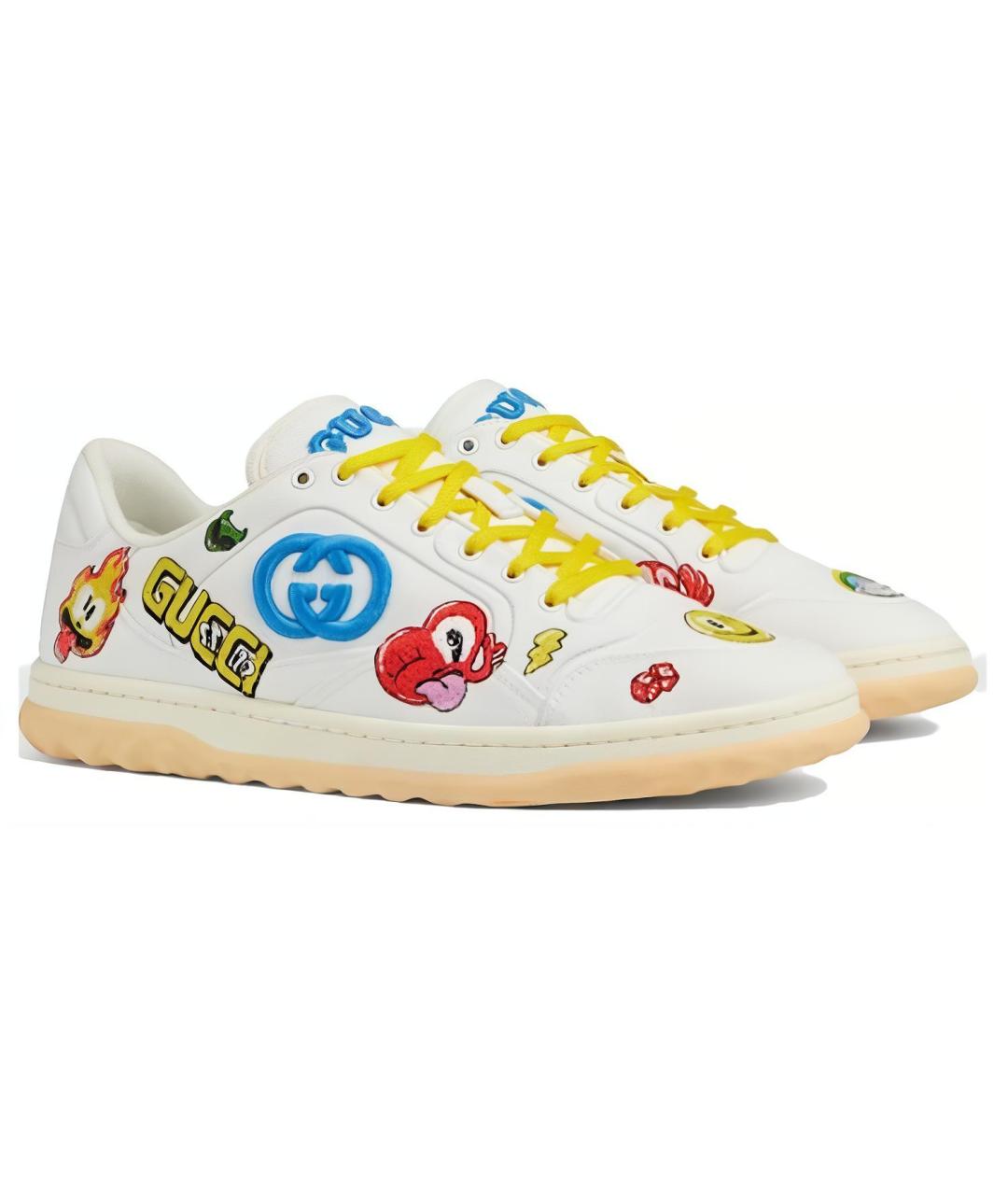 GUCCI Белые кожаные низкие кроссовки / кеды, фото 4