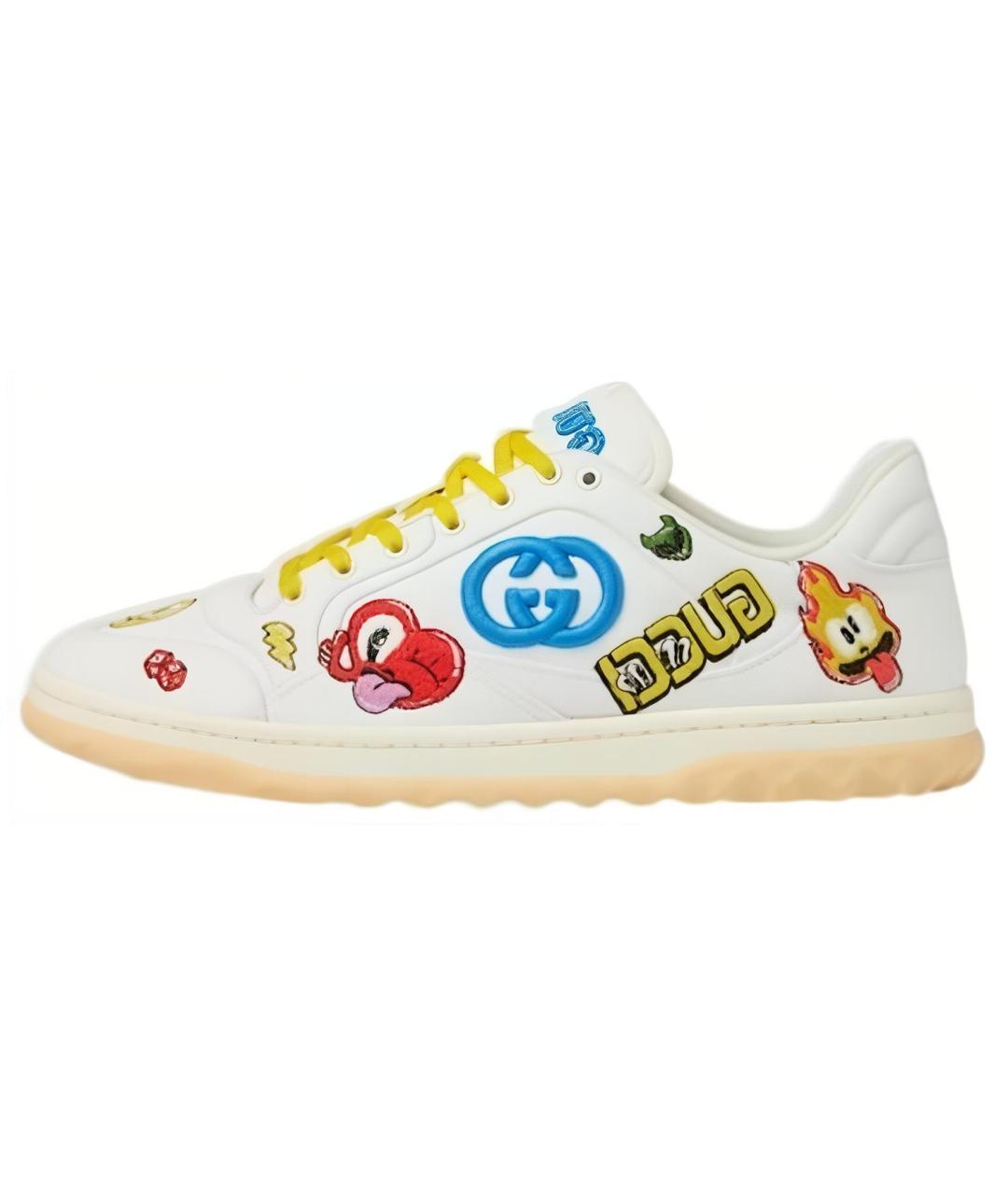 GUCCI Белые кожаные низкие кроссовки / кеды, фото 2